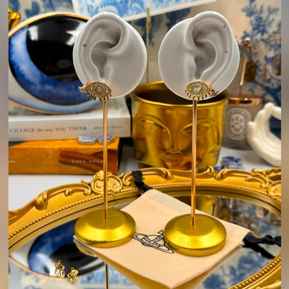 🆕 VIVIENNE WESTWOOD 🧿 BNWOT AUTH Rahmona Eye-Motif Studs with Hanging Orb Tear - Picture 3 of 16
